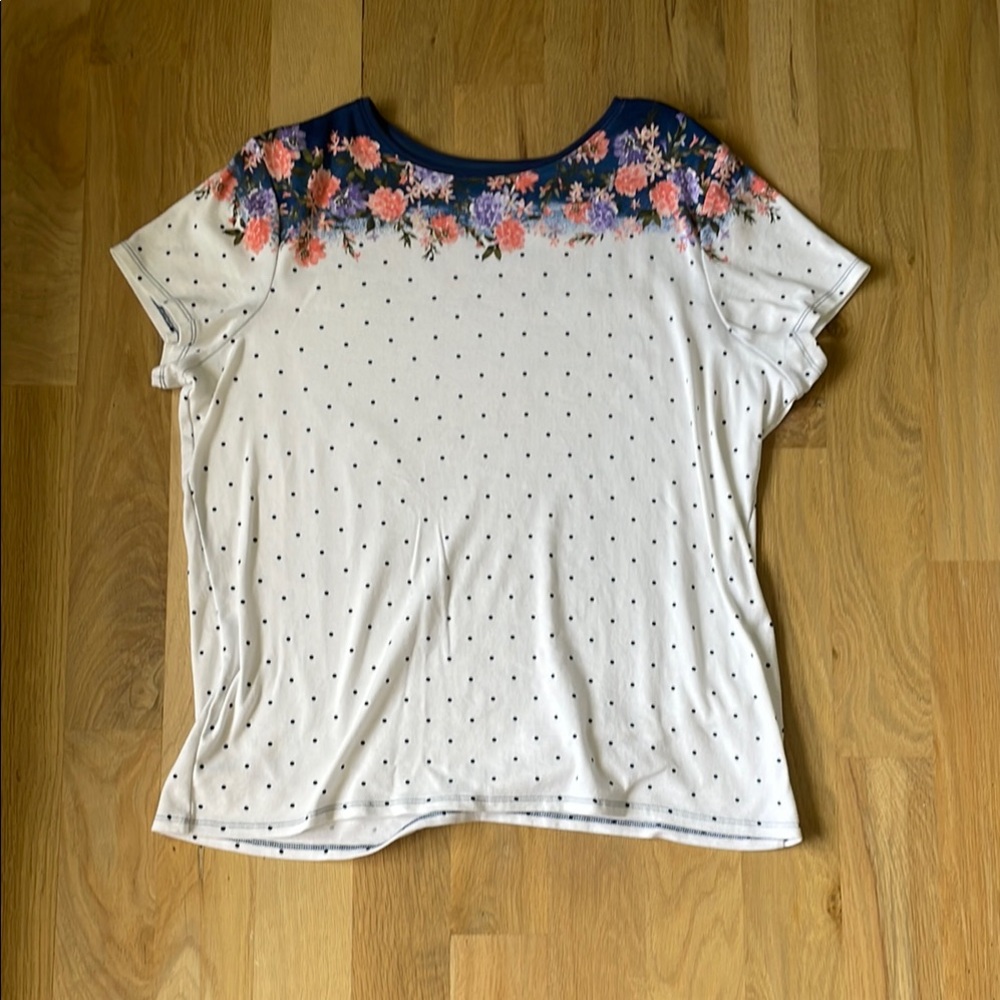 Croft & Barrow Navy Floral Dot Blouse